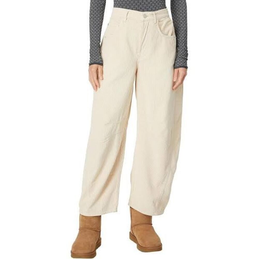 Free People We The Free Good Luck Mid-Rise Cord Barrel Jeans Size 27